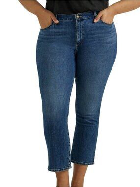 Lee Women’s Stretch Mid-Rise Dark Wash Denim Capri Pants Size 14M NWT